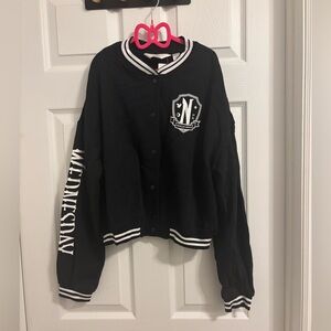 H&M Wednesday black bomber jacket NWT size 14 big kids